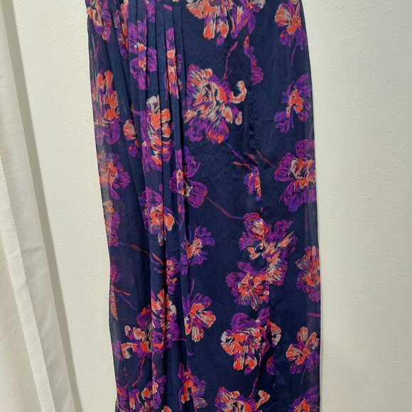 Greylin Purple Floral Wide Leg Palazzo Pants Sheer Vacation Travel Medium Flaw - Picture 3 of 9